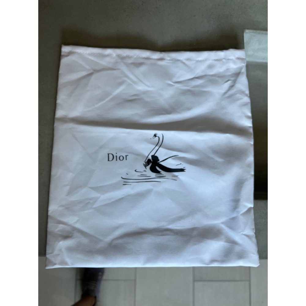 Dior White Cotton Dust Bag Black Swan Logo Luxury Storage Accessory Pouch 12x13